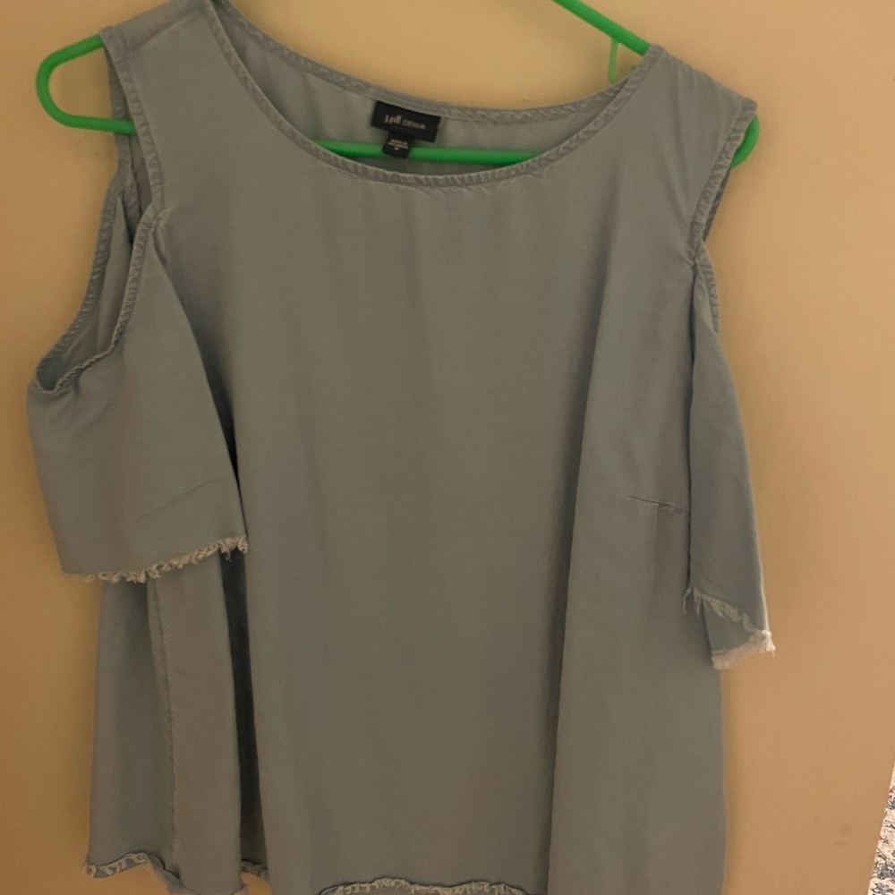 J. Jill Cold Shoulder Top in Soft Blue
